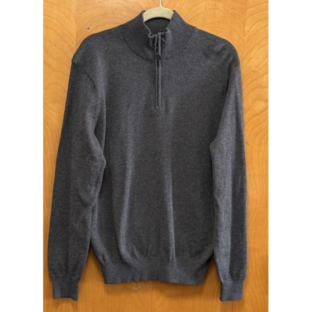 Jos A Bank Traveler Mens Pima Cotton Quarter Zip Mock Neck‎ Sweater Gray M NWT